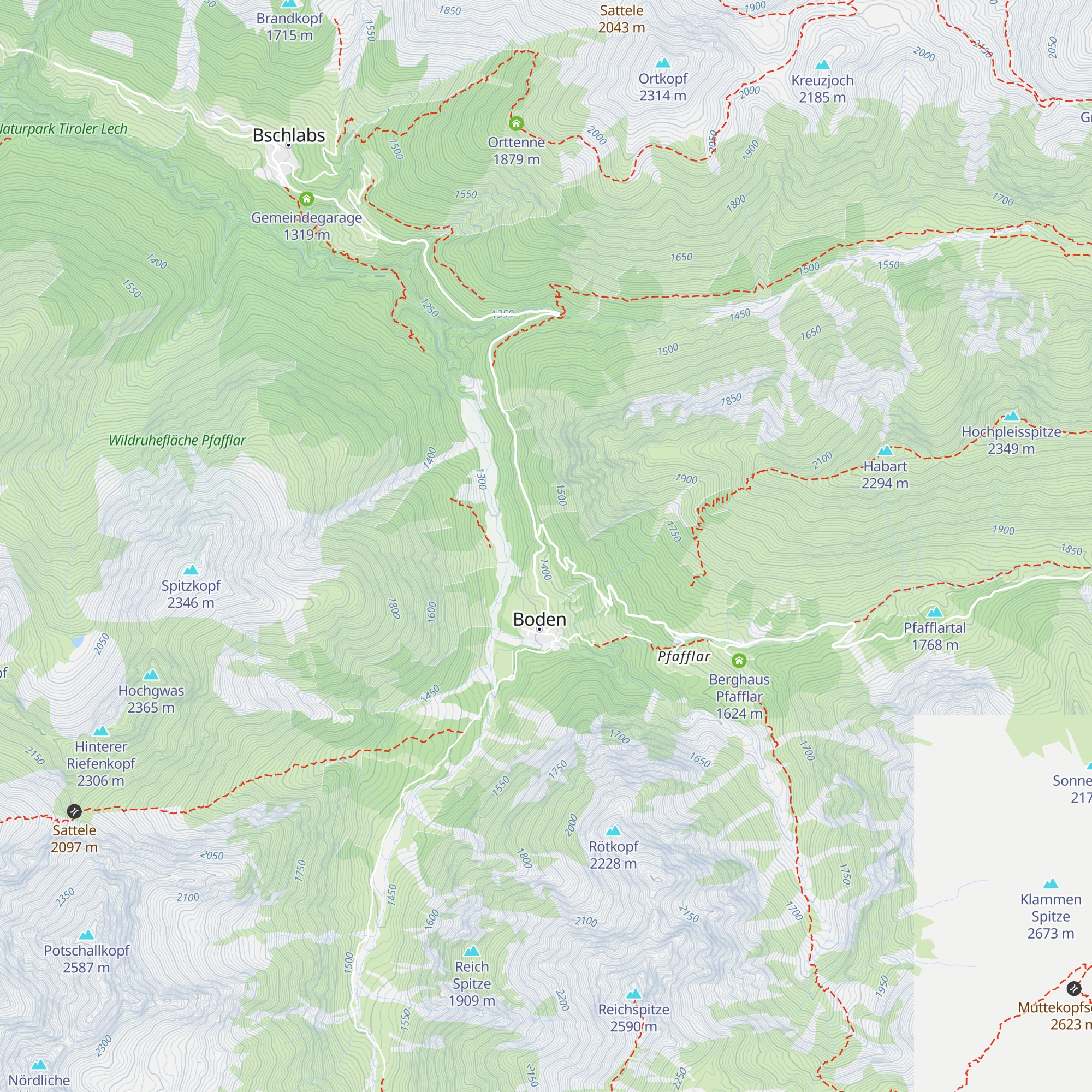 Lager Schilifte Boden map