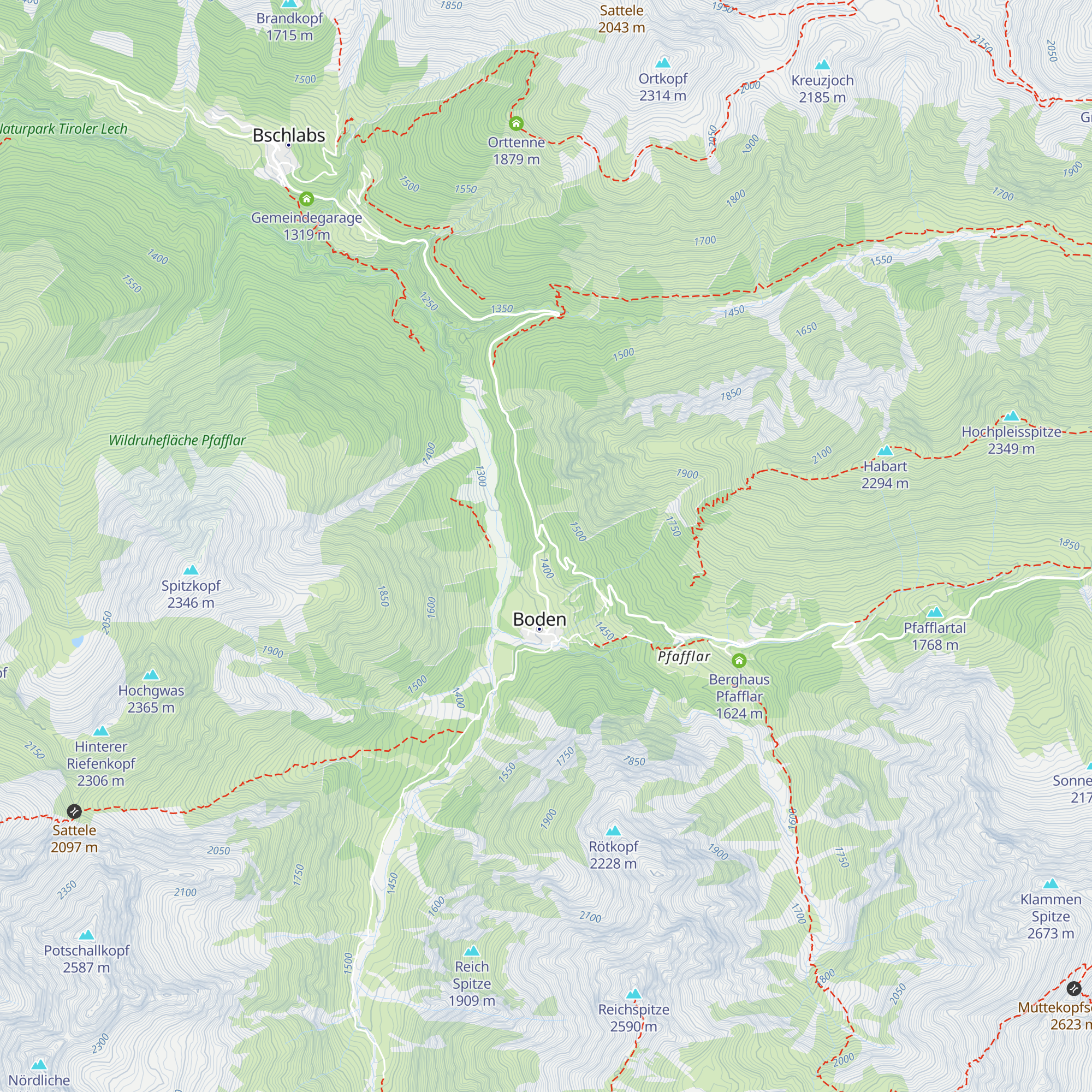 Lager Schilifte Boden map
