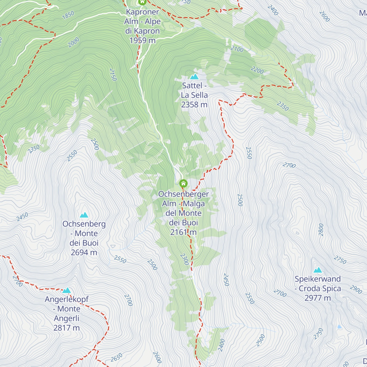 Ochsenberger Alm - Malga del Monte dei Buoi map