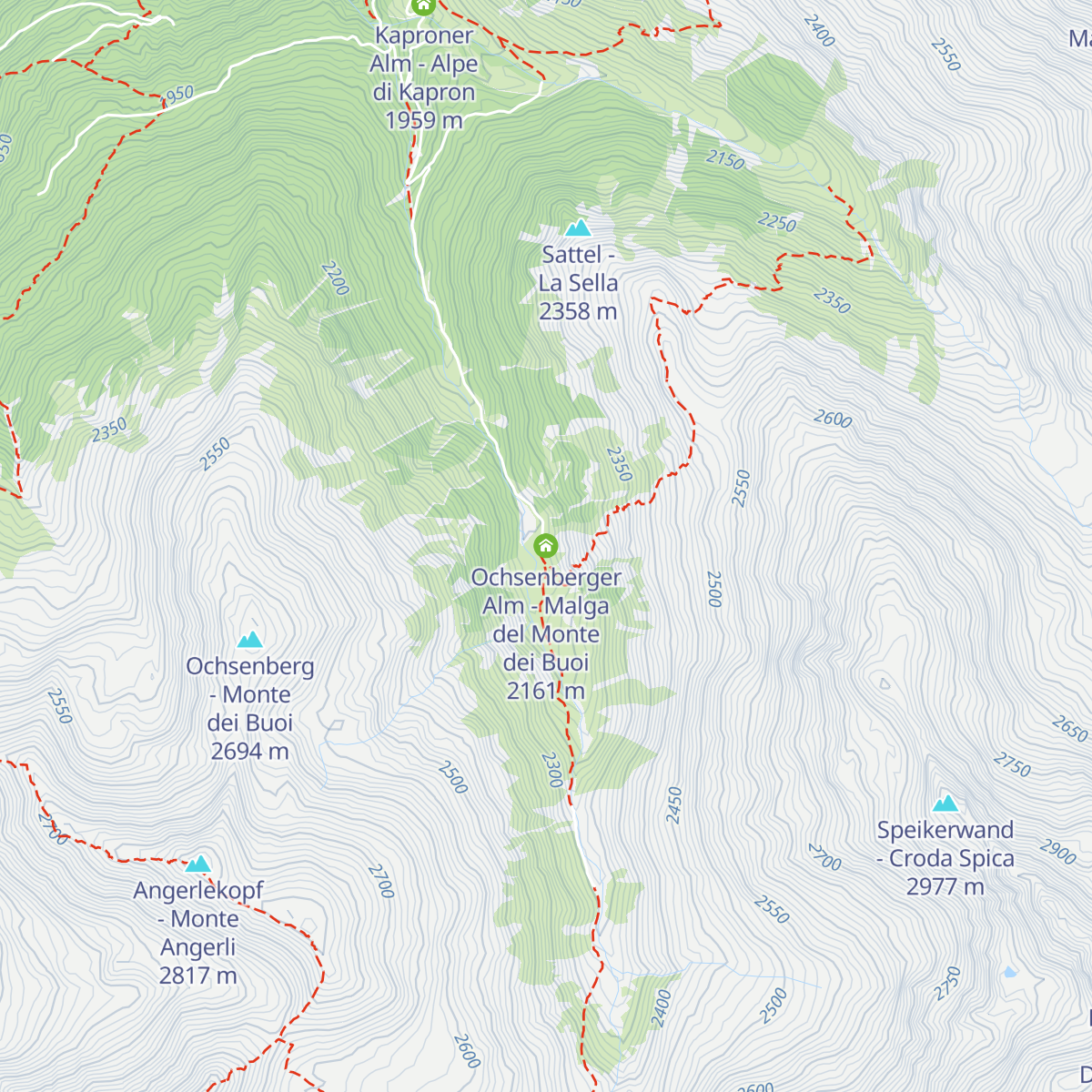 Ochsenberger Alm - Malga del Monte dei Buoi map