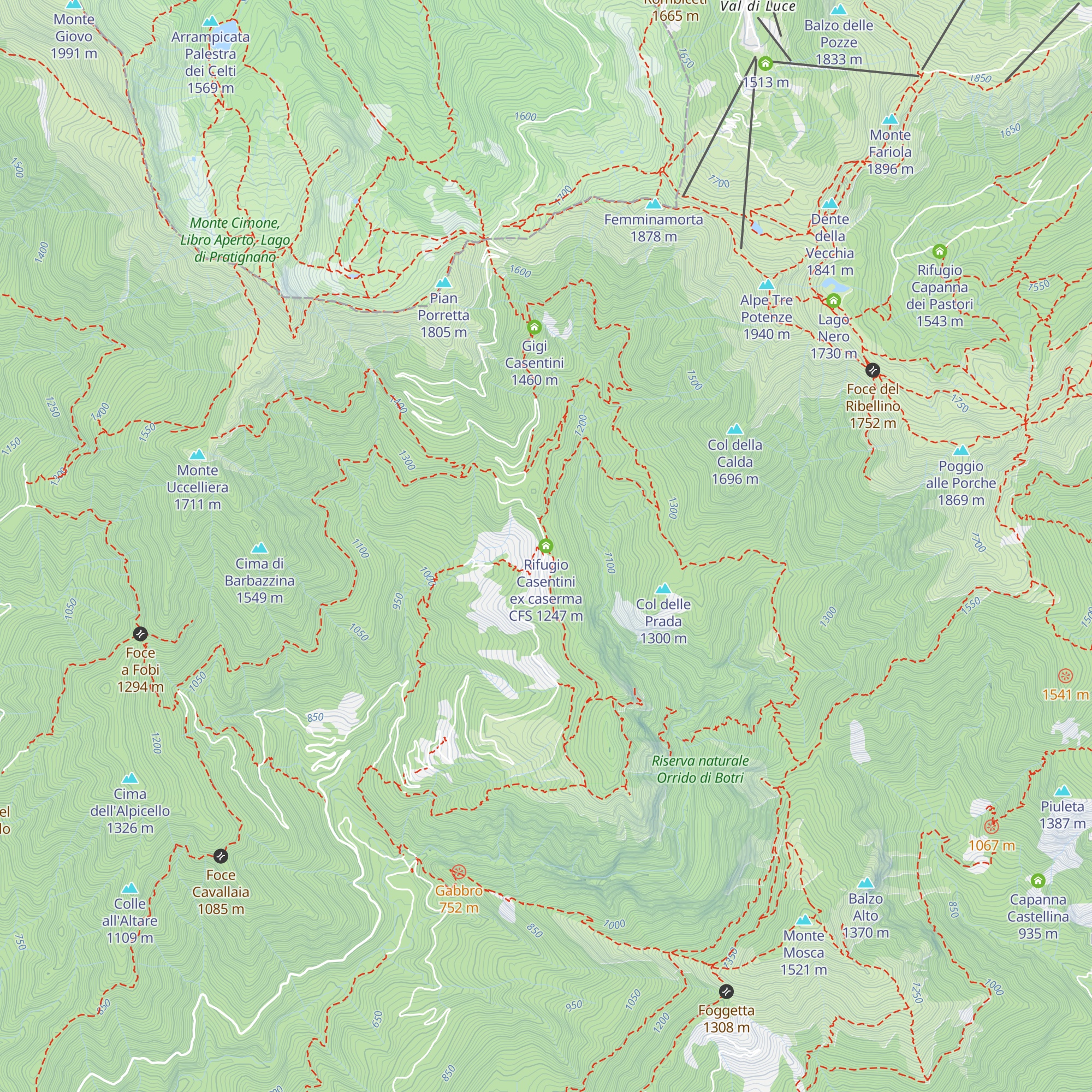 Rifugio Casentini ex caserma CFS map
