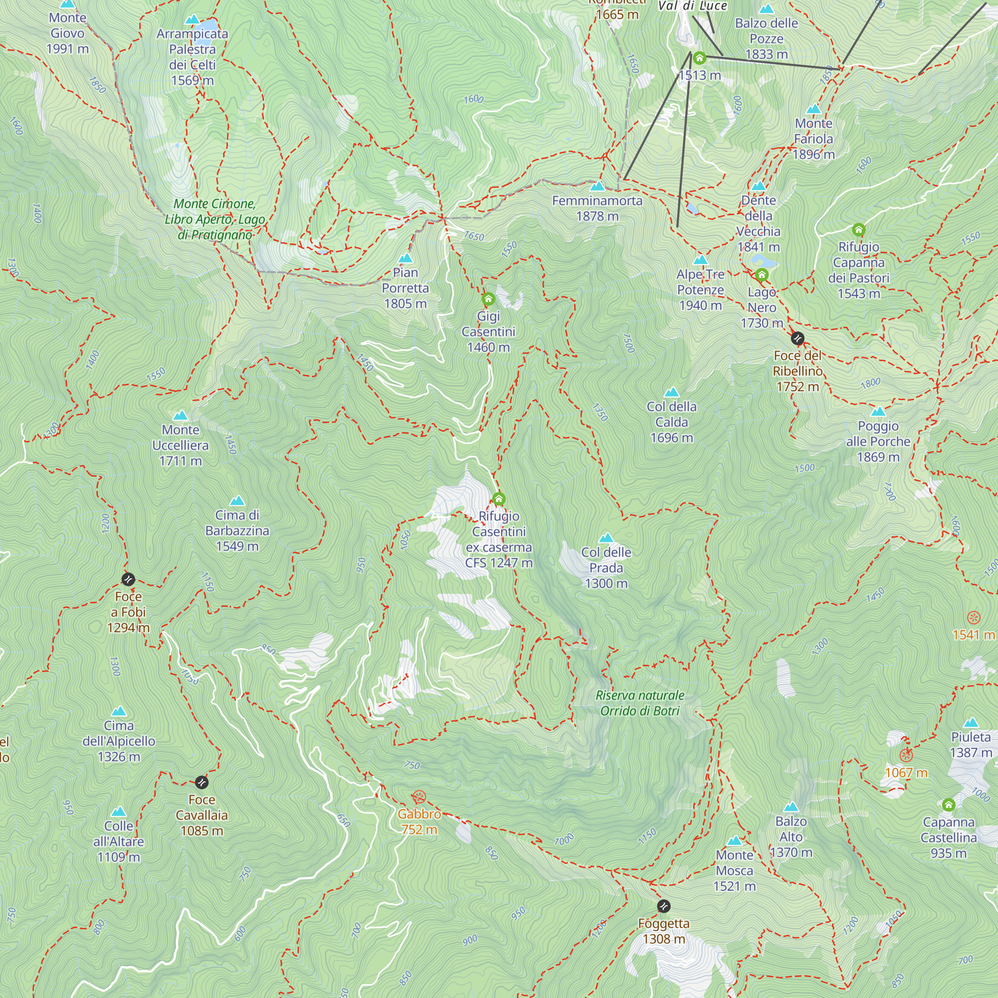 Rifugio Casentini ex caserma CFS map