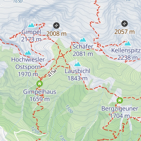 Map of Tannheimer Hütte