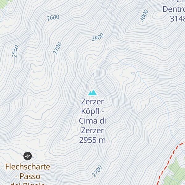 Map of Zerzer Köpfl - Cima di Zerzer