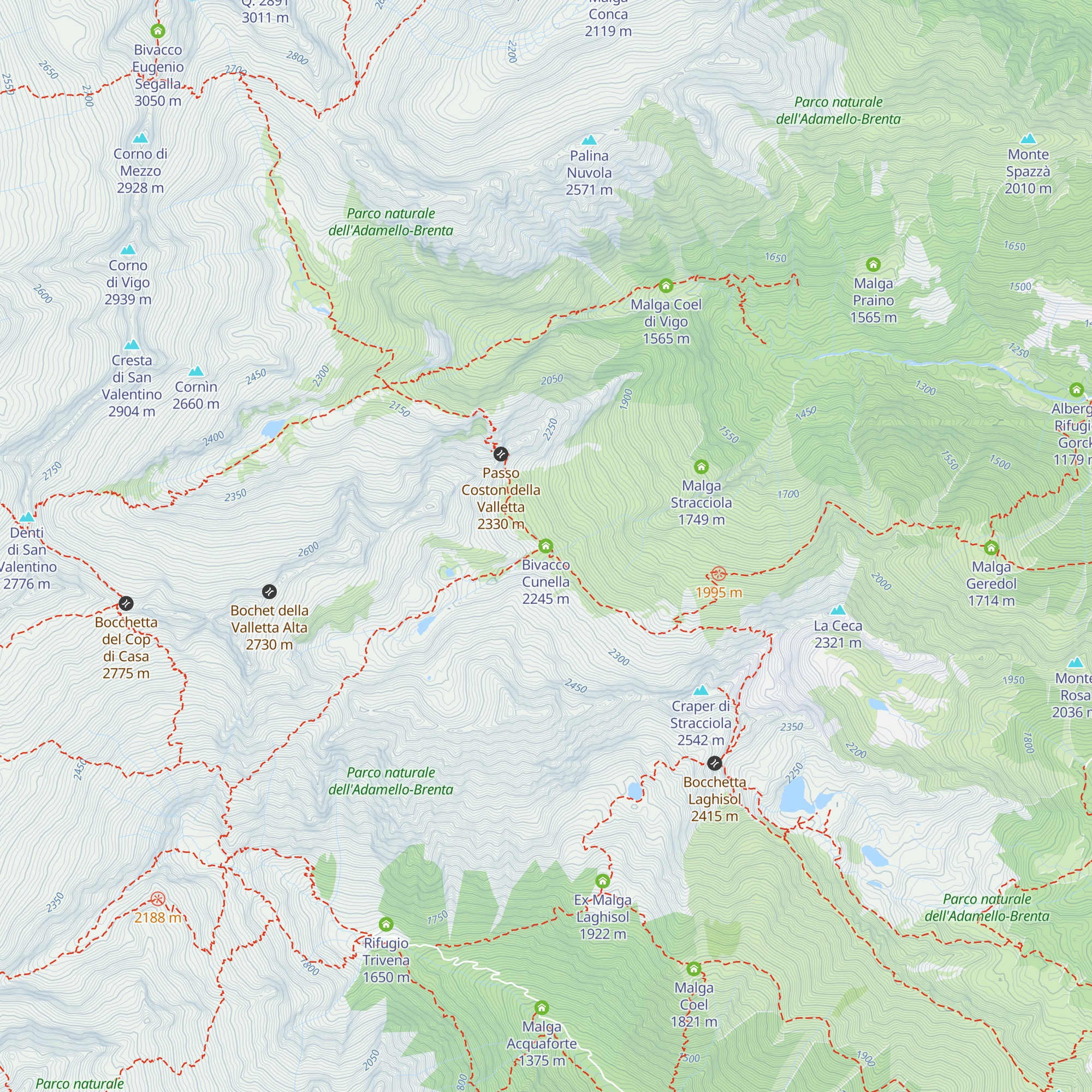 Bivacco Cunella map