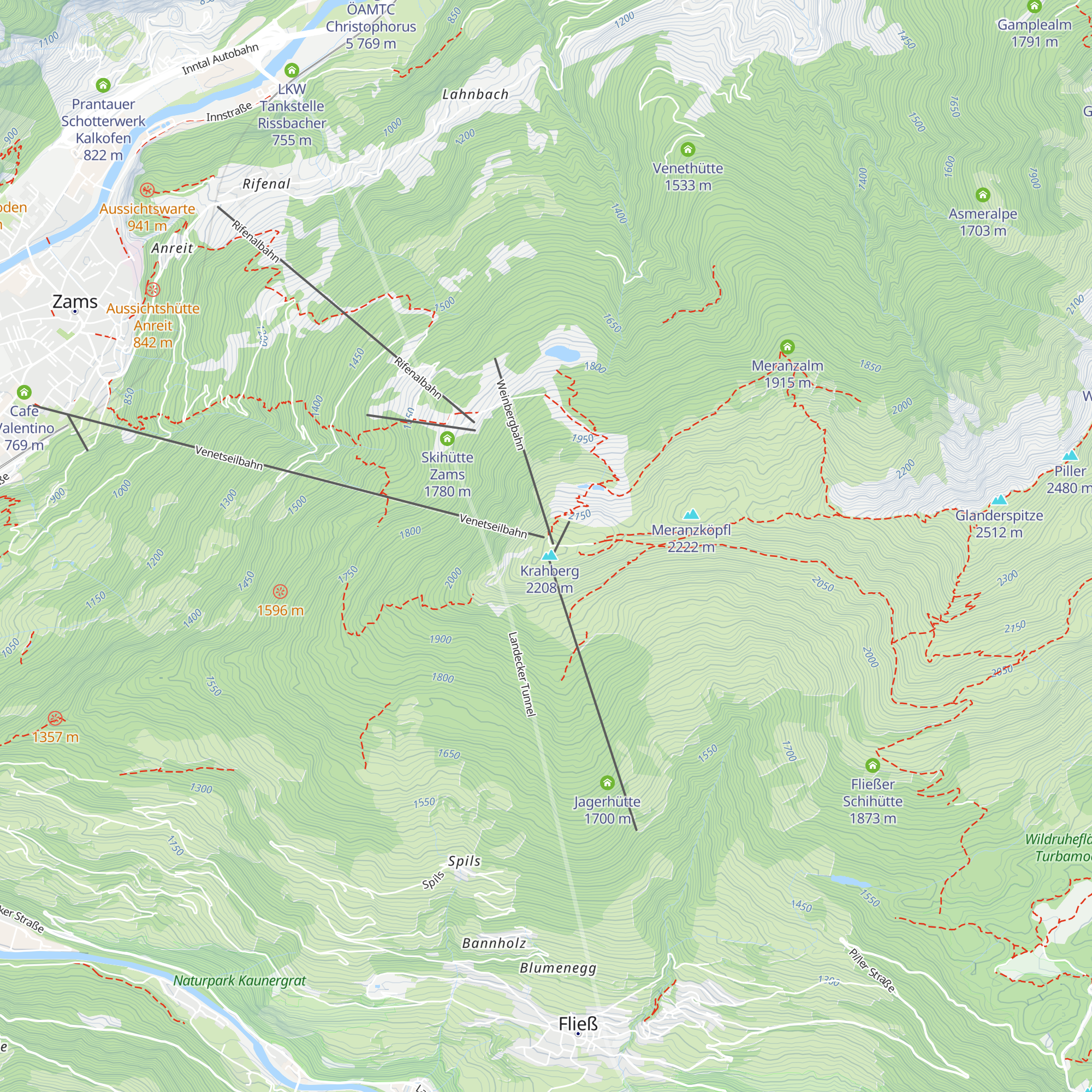 Venet Gipfelhütte map