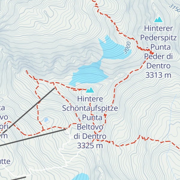 Map of Hintere Schöntaufspitze - Punta Beltovo di Dentro