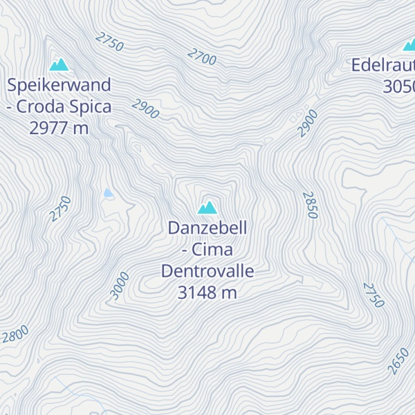 Map of Danzebell - Cima Dentrovalle