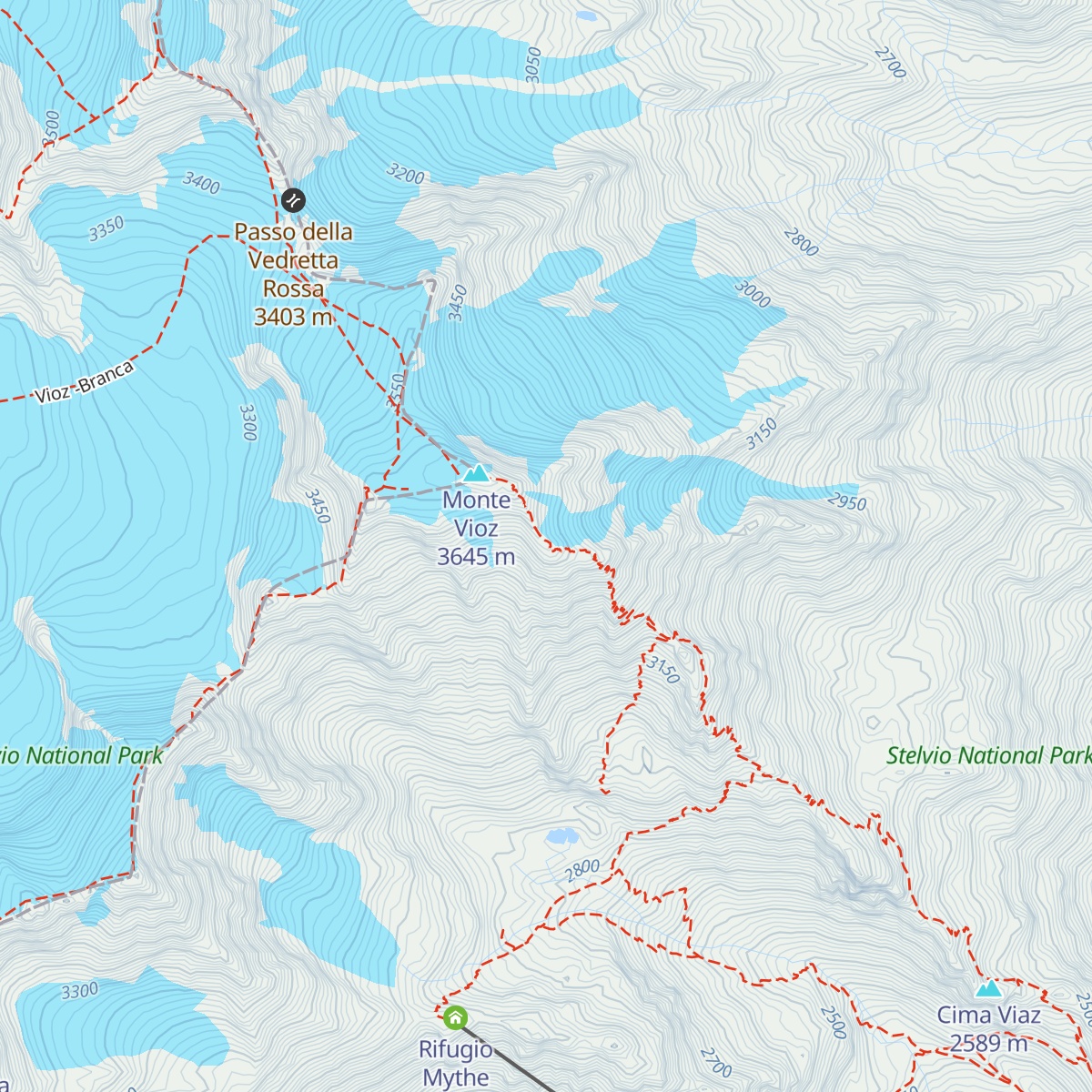 Rifugio Mantova al Vioz map