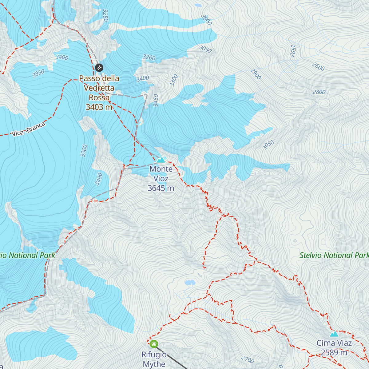 Rifugio Mantova al Vioz map