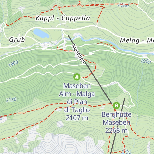Map of Maseben Alm - Malga di Pian di Taglio