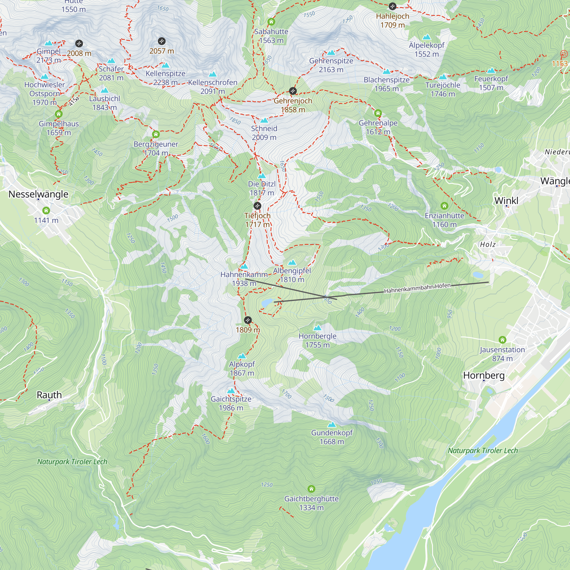 Bergrestaurant Hahnenkamm map