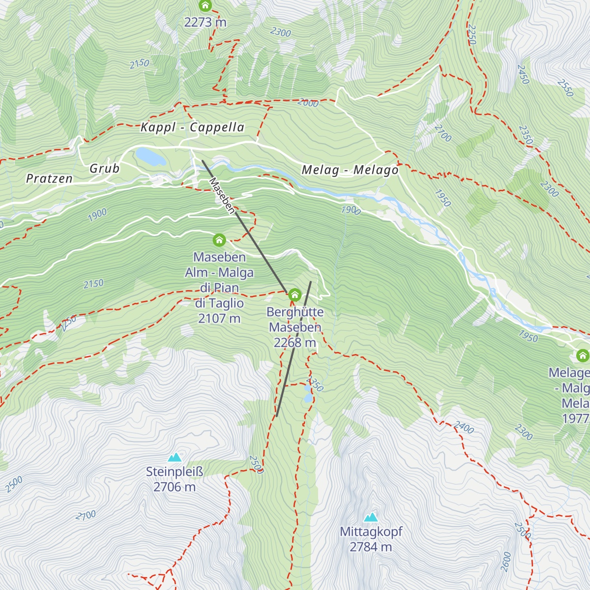 Berghütte Maseben map