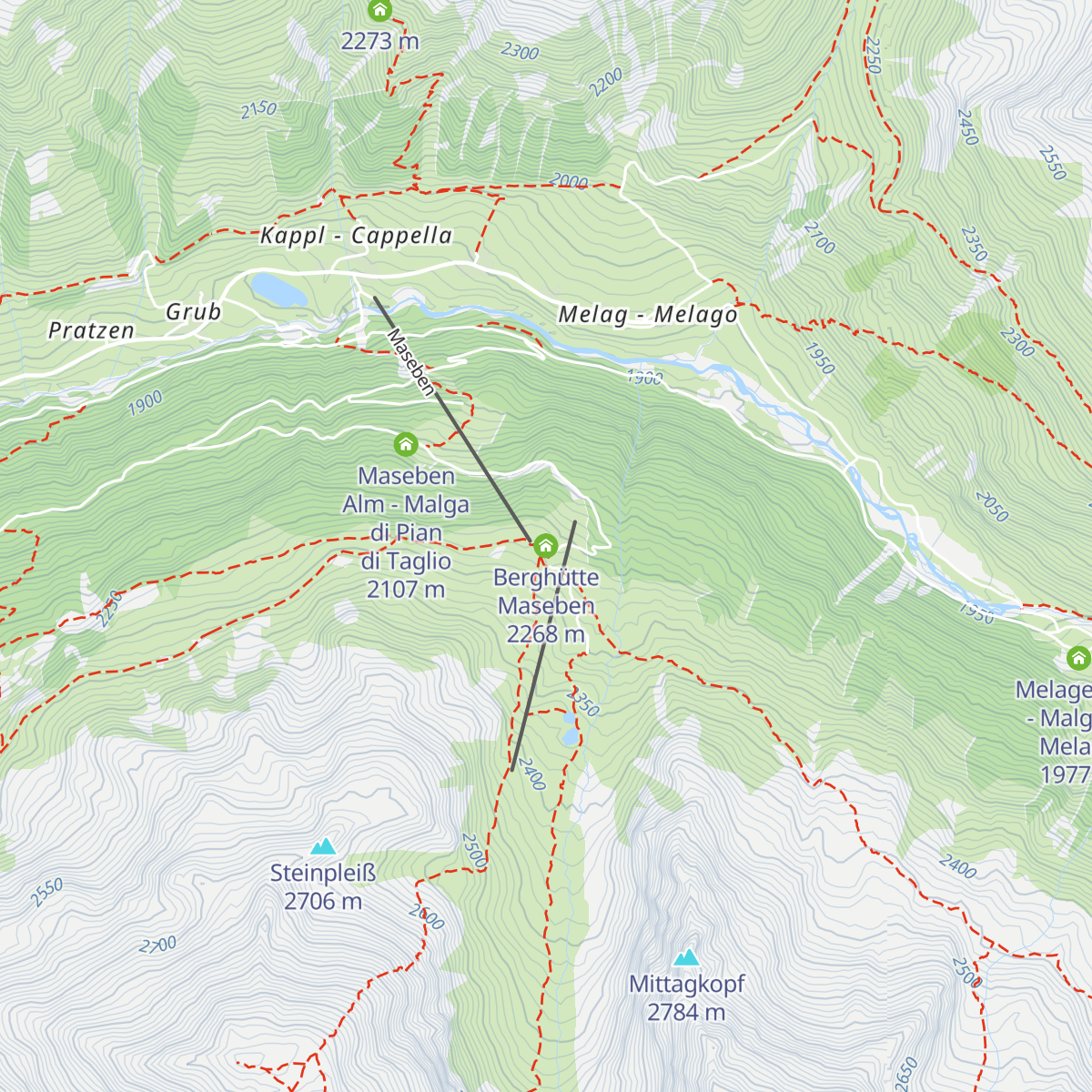 Berghütte Maseben map