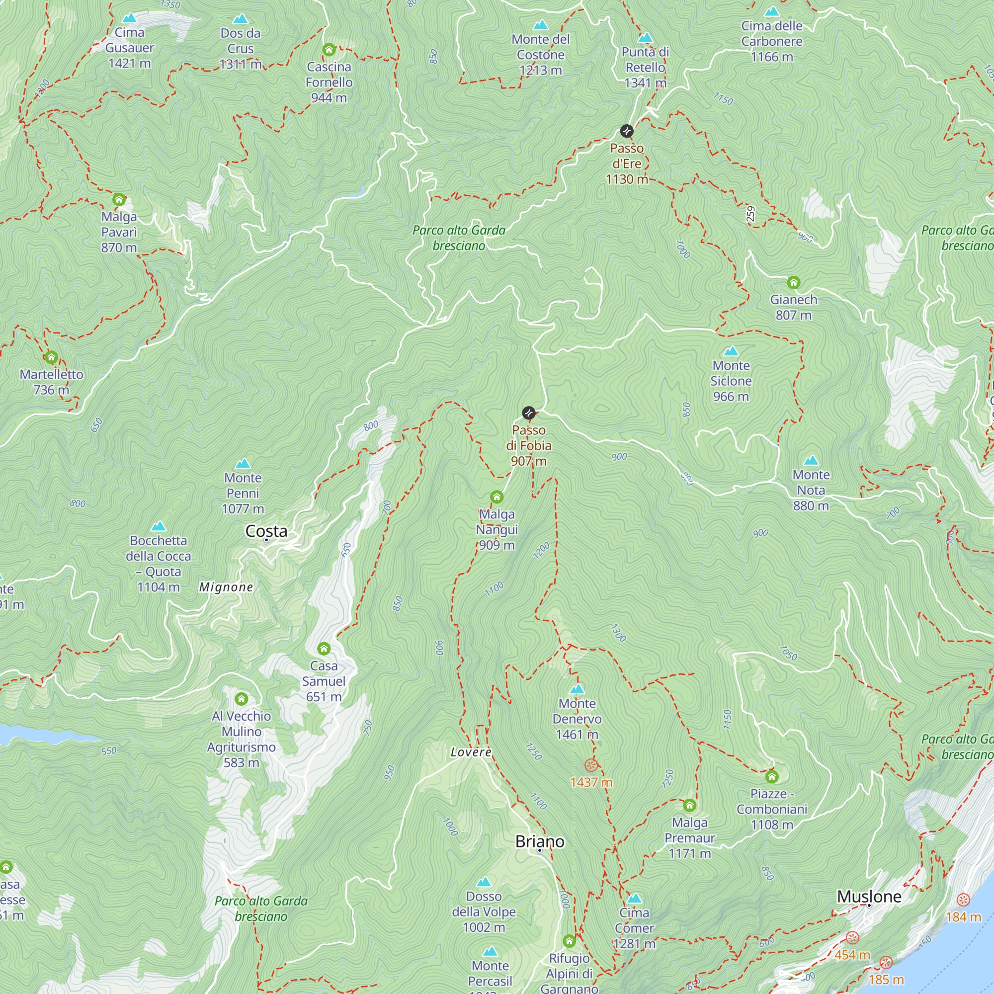 Malga Nangui map