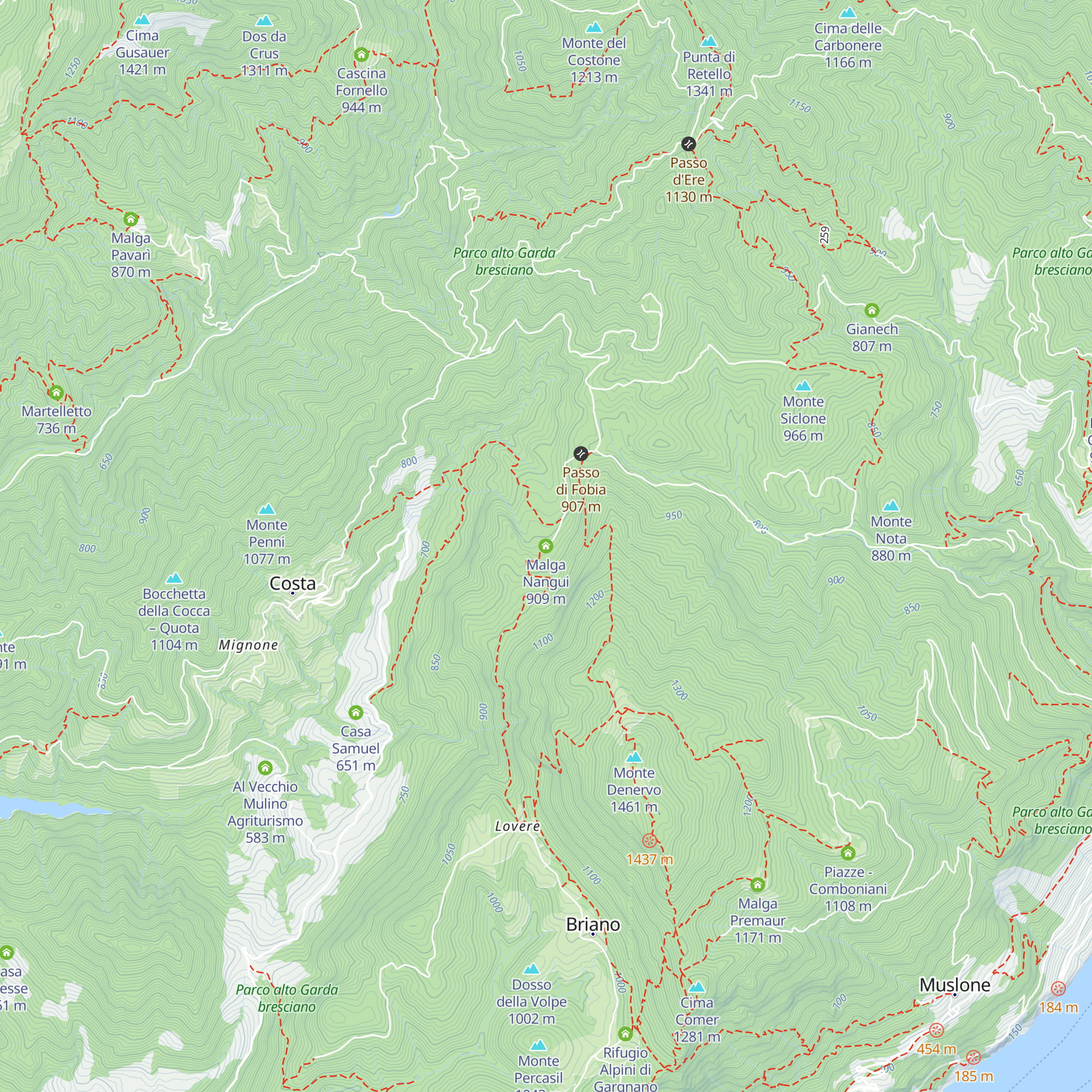 Malga Nangui map