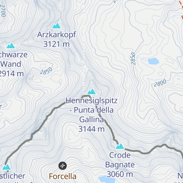 Map of Hennesiglspitz - Punta della Gallina