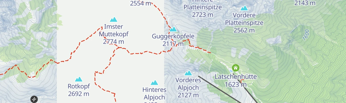 Map of the start of Wasserfallklettersteig