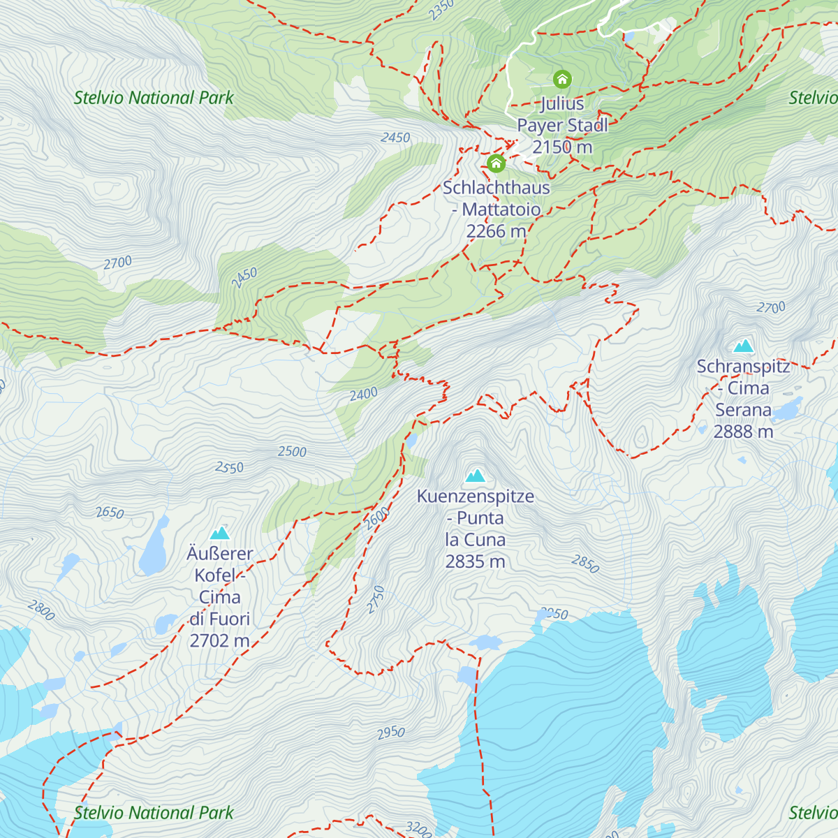 Martellerhütte - Rifugio Martello map