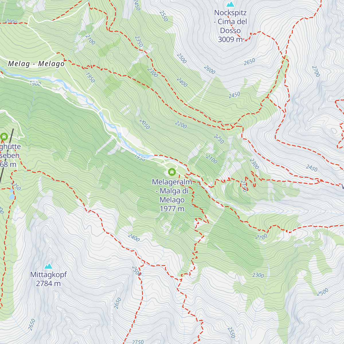 Melageralm - Malga di Melago map