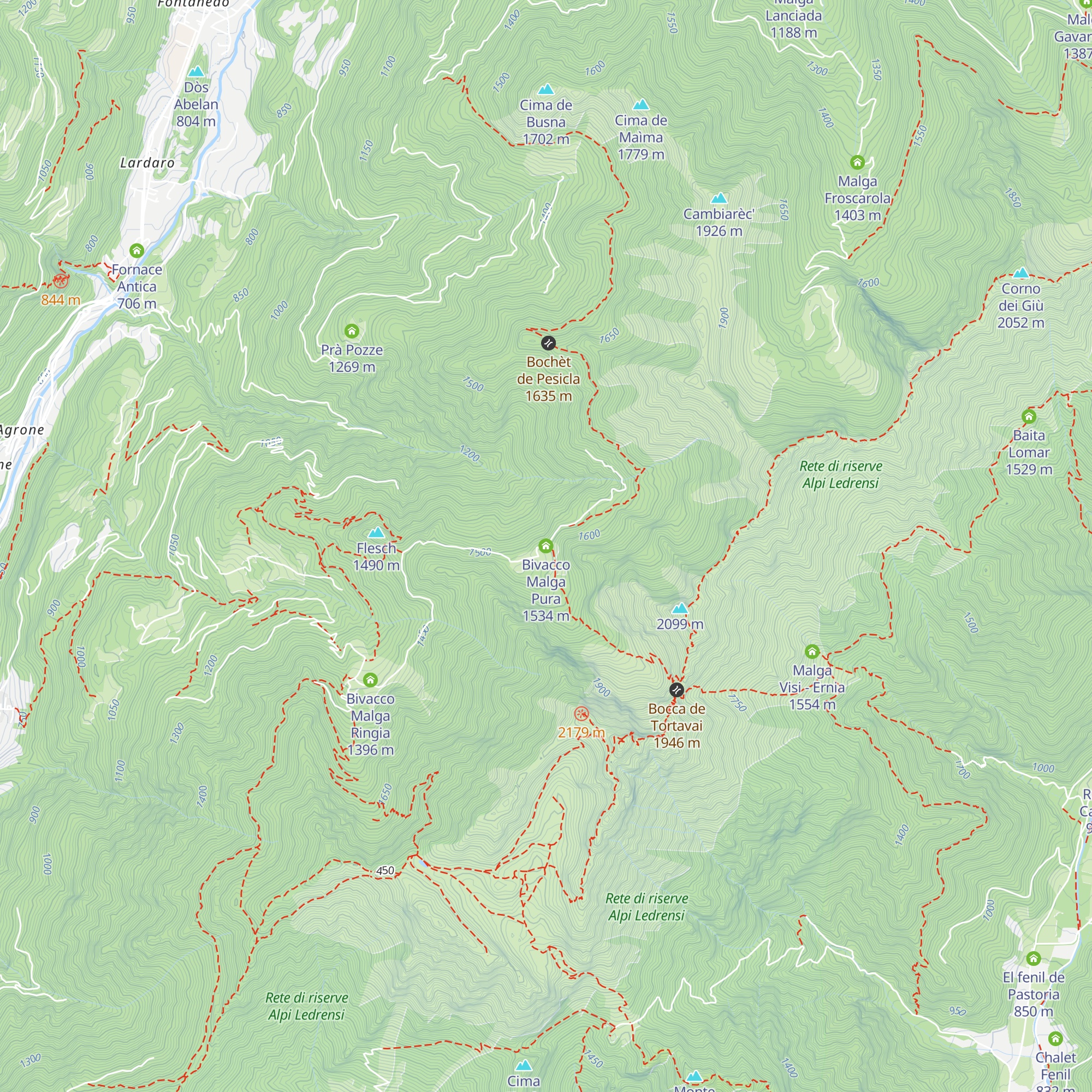 Bivacco Malga Pura map