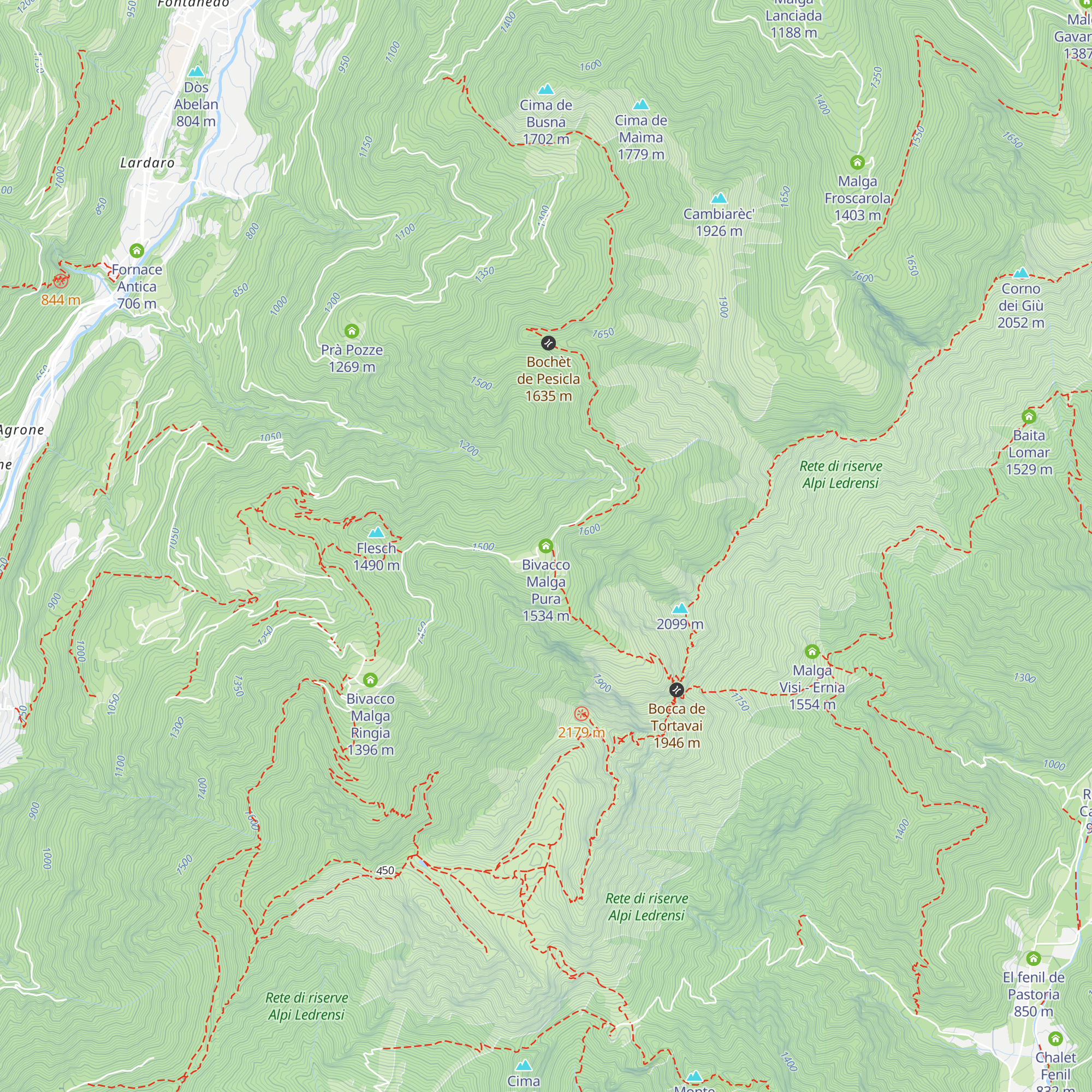 Bivacco Malga Pura map
