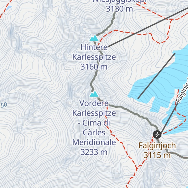 Map of Vordere Karlesspitze - Cima di Càrles Meridionale