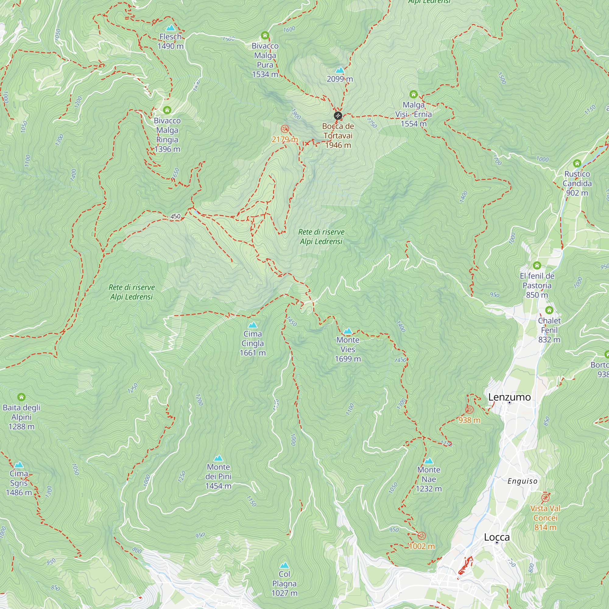 Malga Vies map