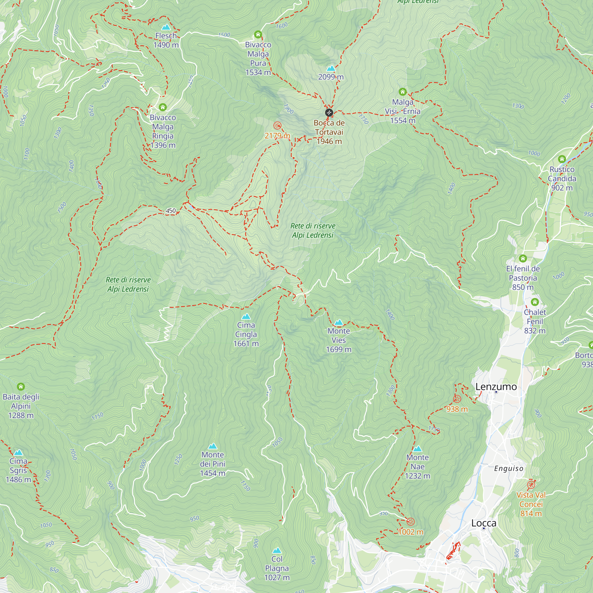 Malga Vies map