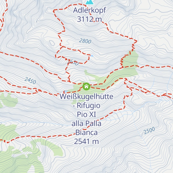 Map of Weißkugelhütte - Rifugio Pio XI alla Palla Bianca