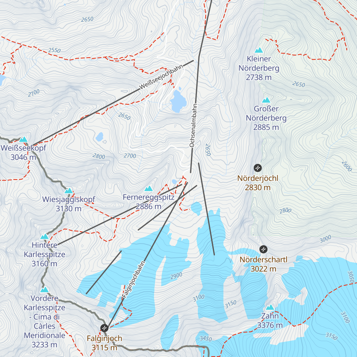 Gletscherrestaurant Weißsee map