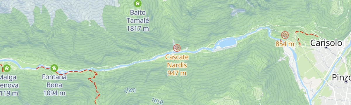 Map of the start of Fiume Sarca NK4