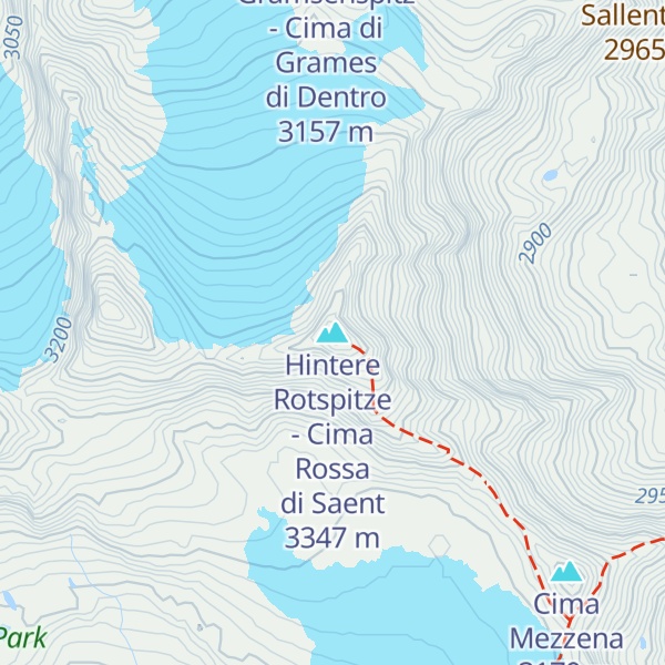 Map of Hintere Rotspitze - Cima Rossa di Saent
