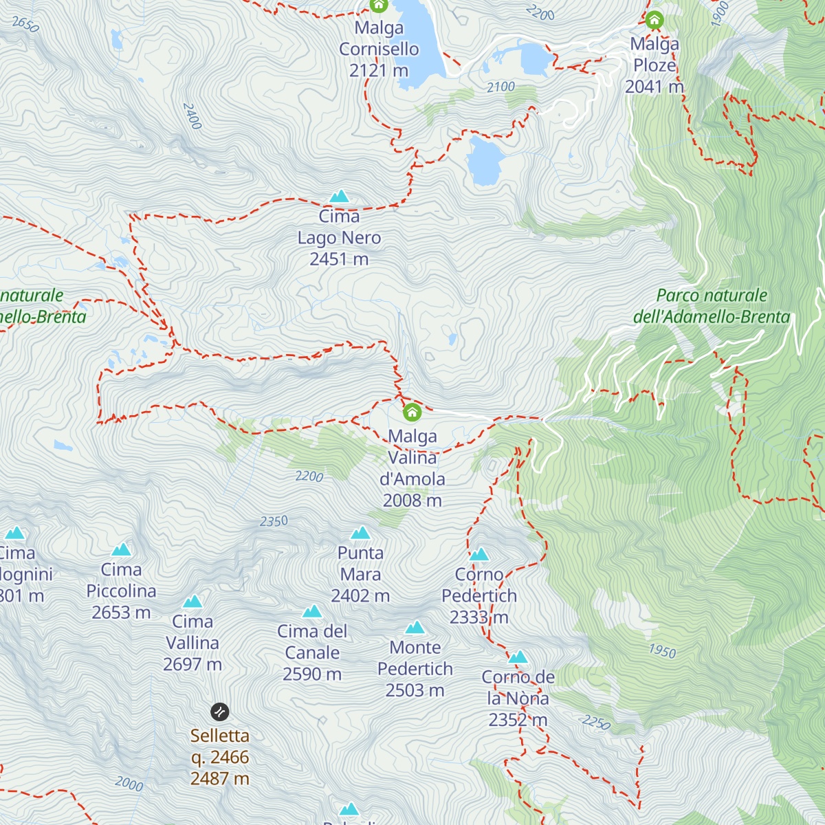 Malga Valina d'Amola map