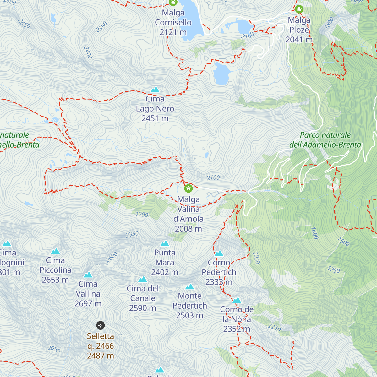 Malga Valina d'Amola map