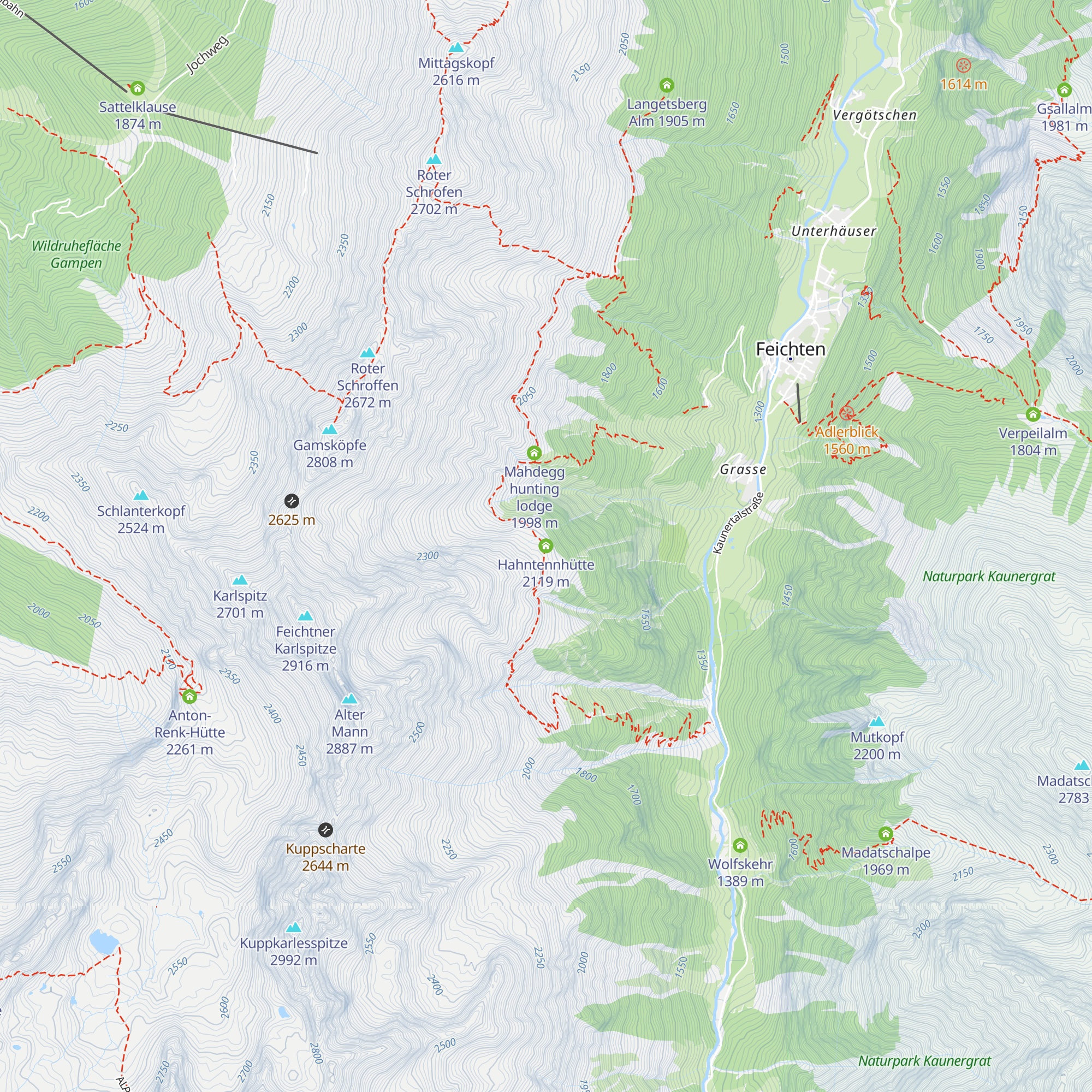 Hahntennhütte map