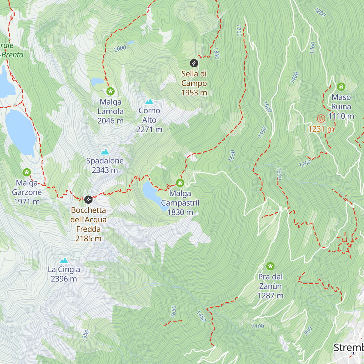 Malga Campostril map