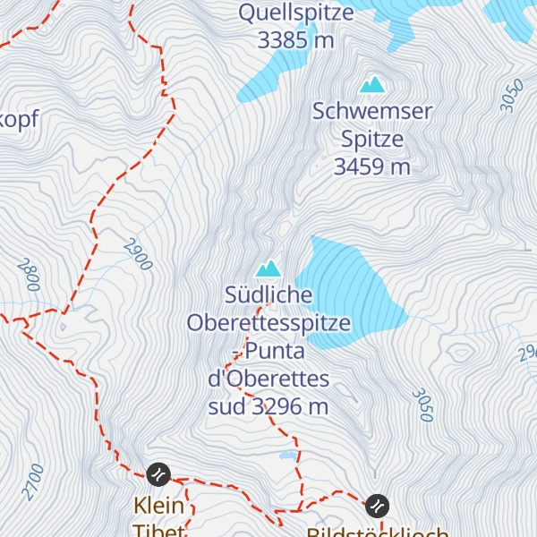 Map of Südliche Oberettesspitze - Punta d'Oberettes sud