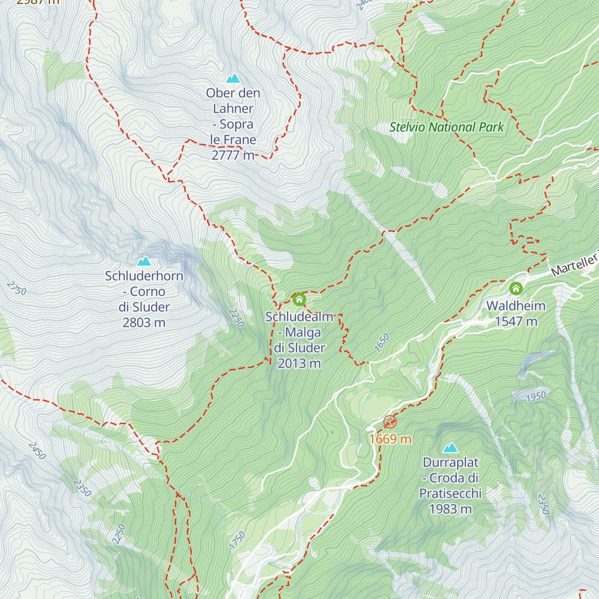 Schludealm - Malga di Sluder map