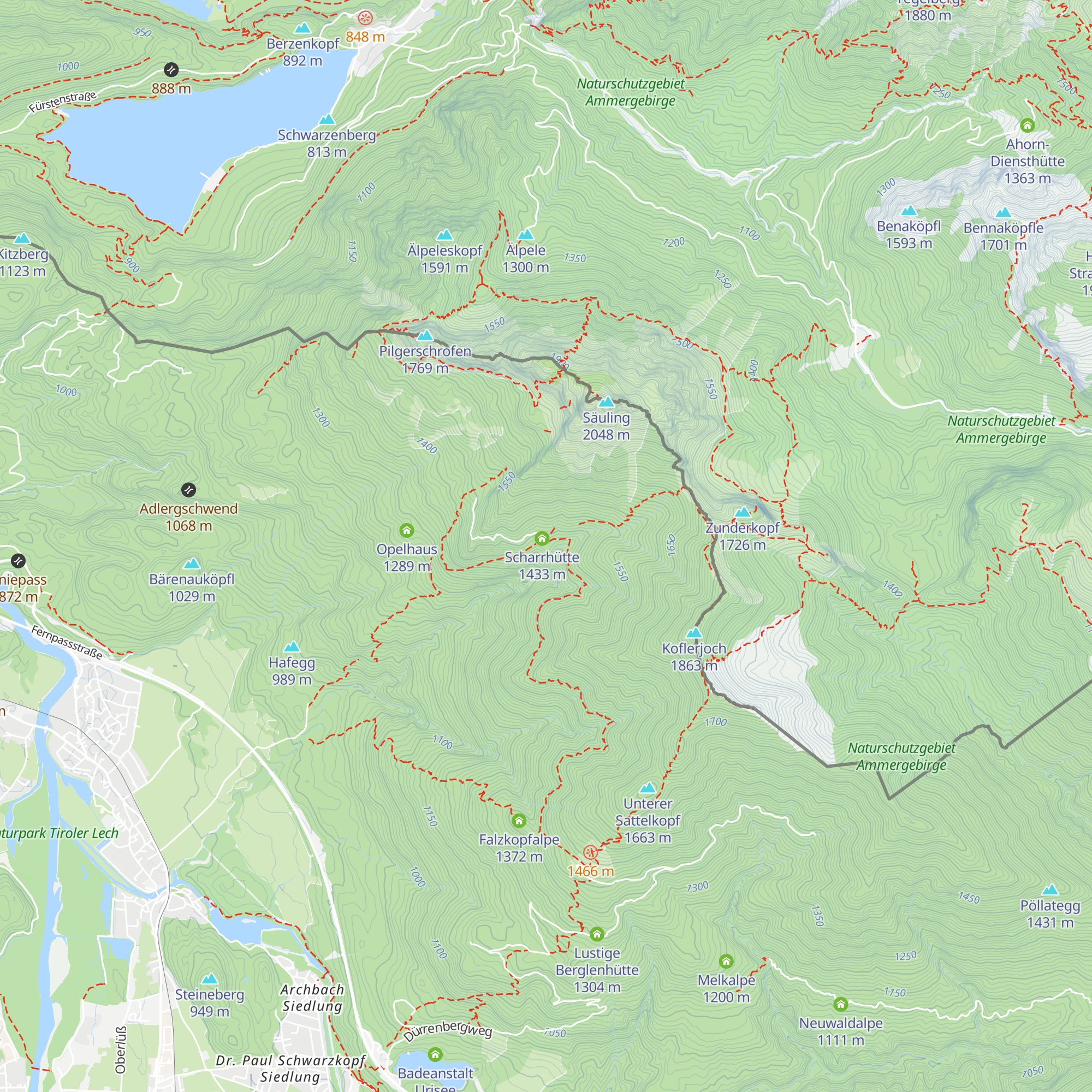 Pflacher Älpele map