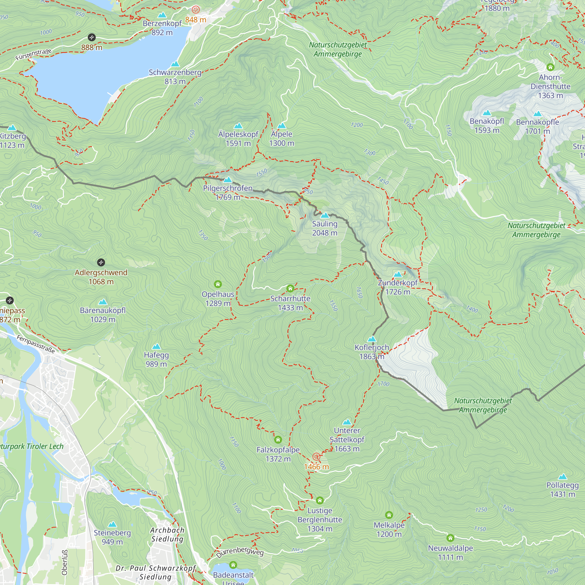 Pflacher Älpele map