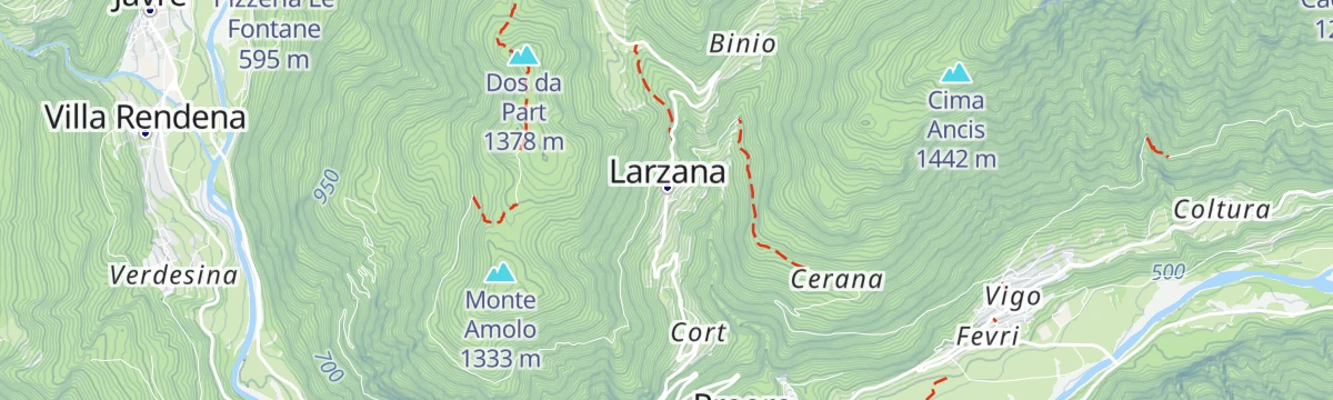 Map of the start of Sound paths - "Fin en do che pesta le vache" Manez variant