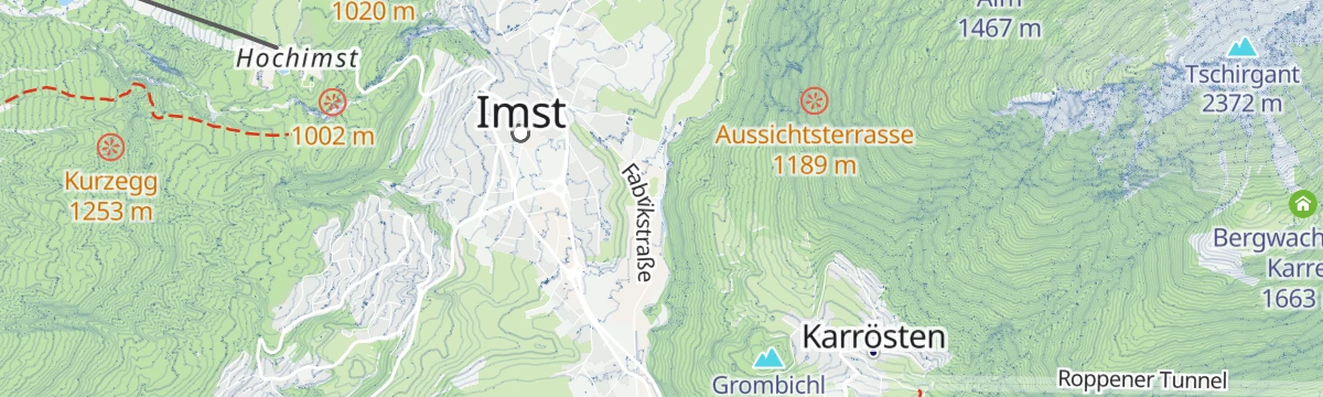 Map of the start of Fabriksteig
