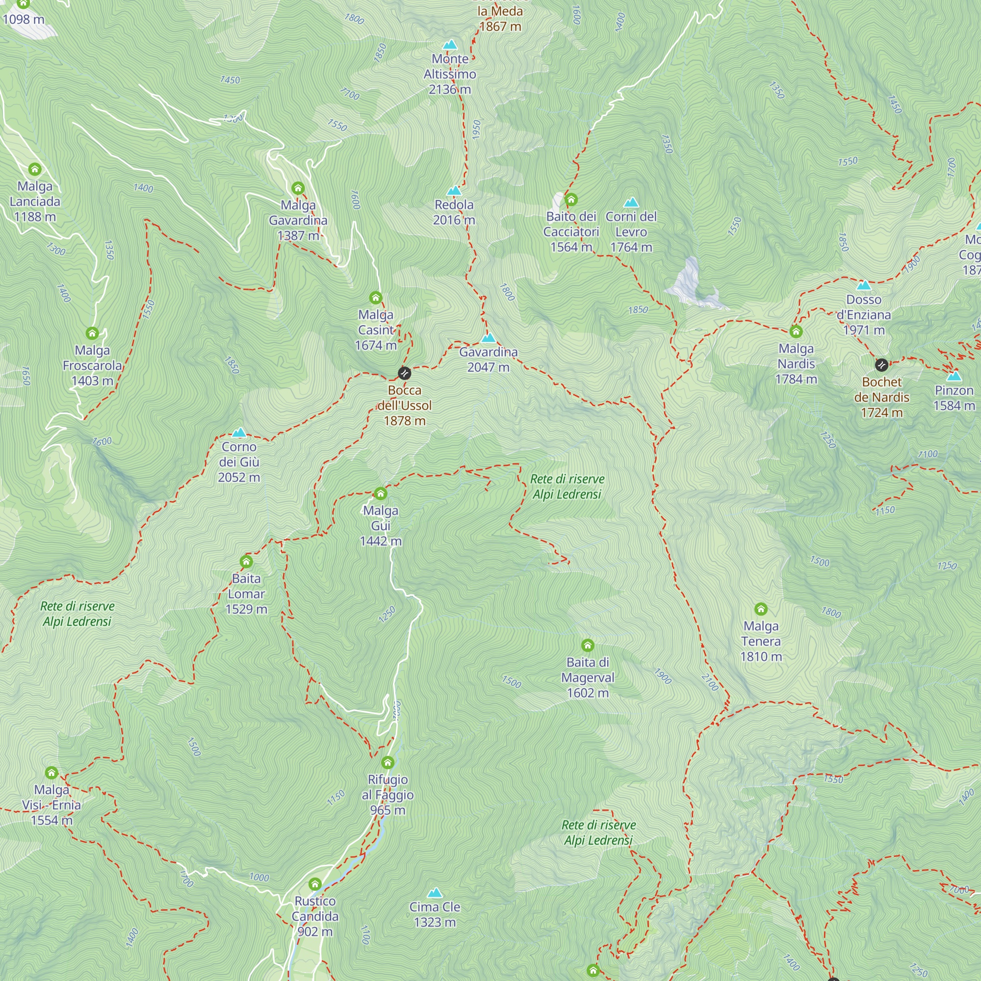 Bivacco malga Cap dei Gui map