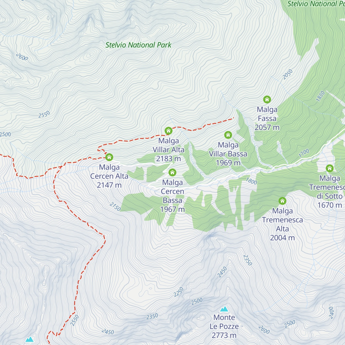Malga Cercen Bassa map