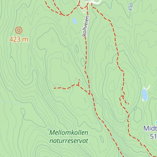 Map of Store Tømtehytta