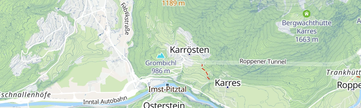 Map of the start of Karrösten - Karres