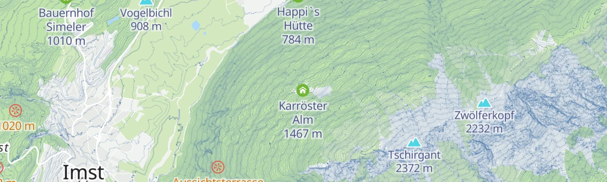 Map of the start of Karröster Alm