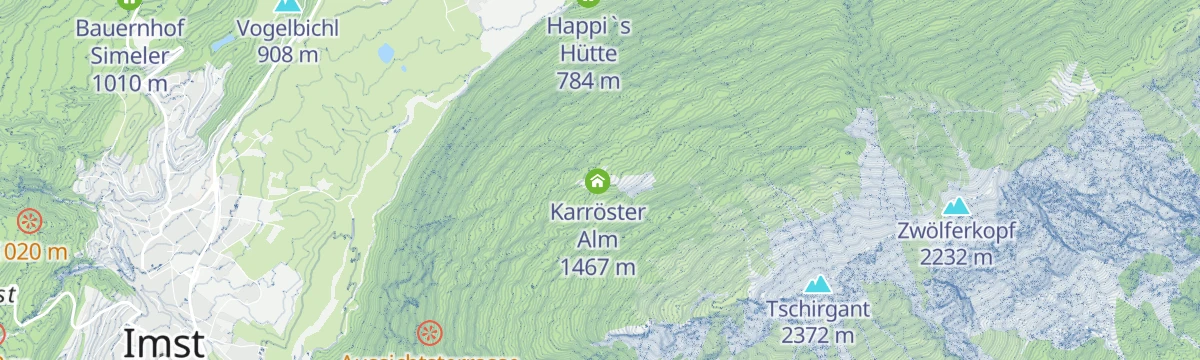 Map of the start of Karröster Alm - Karrer Alm