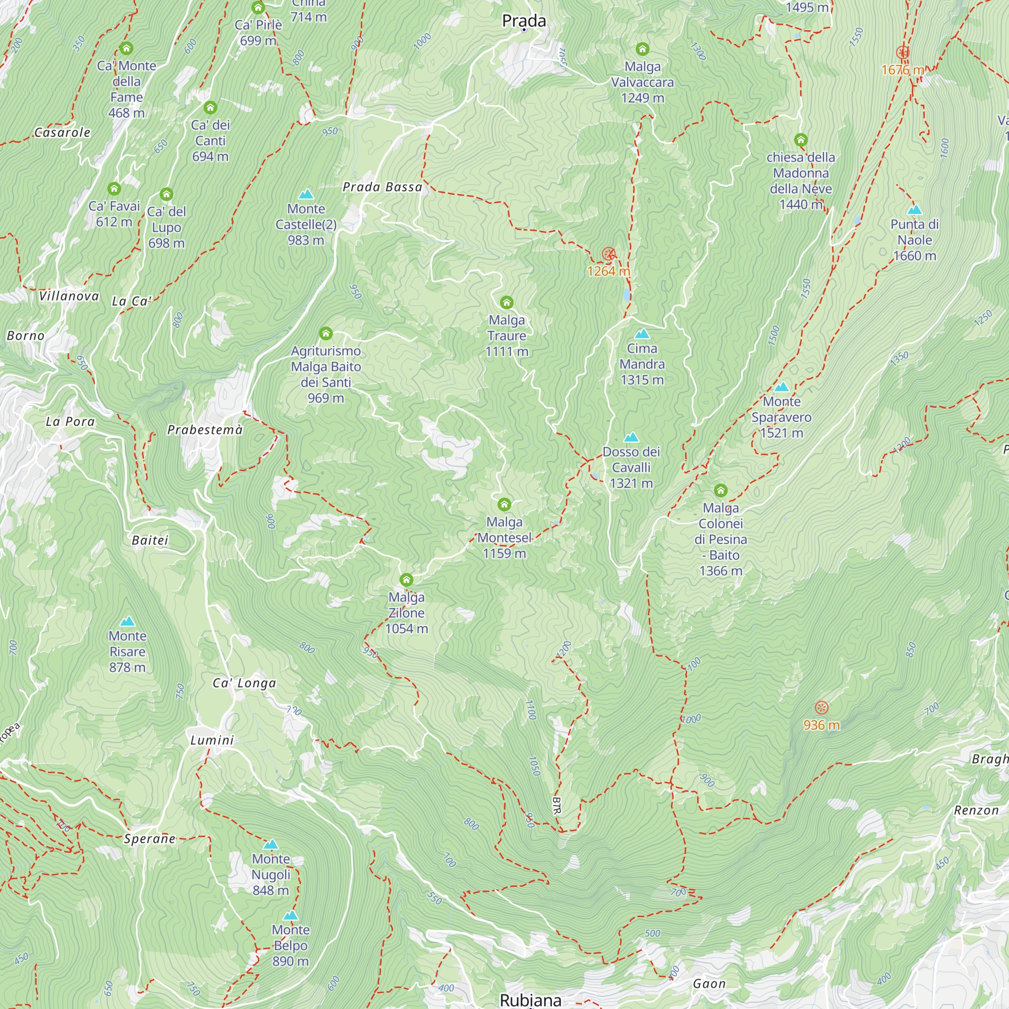 Malga Montesel map